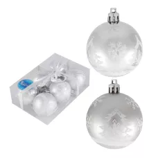 Набор шаров "Елочка" 6шт х 6см, материал: пластмасса, полиэстер, цвет: серебрянный Набор шаров "Елочка" 6шт х 6см, материал: пластмасса, полиэстер, цвет: серебрянный