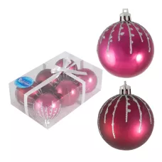 Набор шаров "Классика"  6шт х 6см, материал: пластмасса, полиэстер, цвет: пурпурный