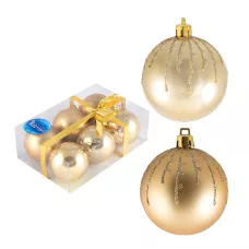 Набор шаров "Классика"  6шт х 6см, материал: пластмасса, полиэстер, цвет: золотой