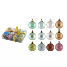Набор шаров "Ментол"  12шт х 4см, материал: пластмасса, полиэстер, цвет: ассорти