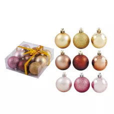 Набор шаров "Пастель"  9шт х 6см, материал: пластмасса, полиэстер, цвет: ассорти