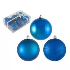 Набор шаров 6шт х 8см, материал: пластмасса, полиэстер, цвет: синий Набор шаров 6шт х 8см, материал: пластмасса, полиэстер, цвет: синий