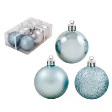 Набор шаров  6шт х 8см, материал: пластмасса, полиэстер, цвет: голубой