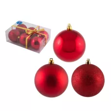 Набор шаров  6шт х 8см, материал: пластмасса, полиэстер, цвет: красный