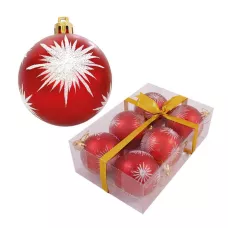 Набор шаров  6шт х 6см, материал: пластмасса, полиэстер, цвет: красный.