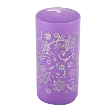 Свеча Deco Christmas "С Новым годом!" 120 мм Ø 56 мм (серебро на сиреневом) 1/12 Свеча Deco Christmas "С Новым годом!" 120 мм Ø 56 мм (серебро на сиреневом) 1/12