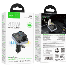 hoco Трансмиттер E86 48W двойной порт PD30W+QC3.0 черный