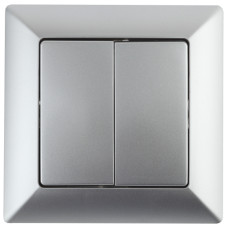 Выключатель Intro двухклавишный 10А-250В, 4-104-03 СУ Solo алюминий 10/100
