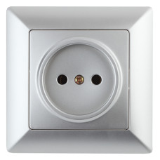 Розетка Intro без заземления 2P, 16А-250В, IP20, 4-201-03 СУ, Solo алюминий 10/100 Розетка Intro без заземления 2P, 16А-250В, IP20, 4-201-03 СУ, Solo алюминий 10/100