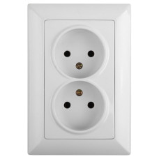 Розетка Intro без заземления двойная 2х2P, 16А-250В, IP20, 4-204-01 СУ, Solo белый 10/100