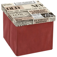 Пуф складной с отделением для хранения 32*30*30 см «Газета» (бордо)