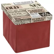 Пуф складной с отделением для хранения 32*30*30 см «Газета» (бордо) Пуф складной с отделением для хранения 32*30*30 см «Газета» (бордо)