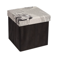 Пуф складной с отделением для хранения 32*30*30 см «Газета» (черный)