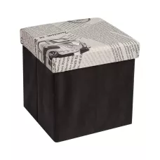 Пуф складной с отделением для хранения 32*30*30 см «Газета» (черный)