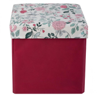 Пуф складной с отделением для хранения 32*30*30 см «Цветы» (бордо)