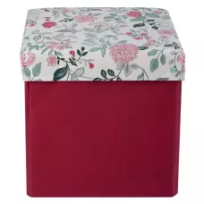 Пуф складной с отделением для хранения 32*30*30 см «Цветы» (бордо)