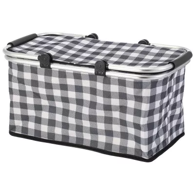 Термосумка складная с алюминиевым каркасом CB-7046-1 с принтом серая клетка, 48*27*24см Термосумка складная с алюминиевым каркасом CB-7046-1 с принтом серая клетка, 48*27*24см