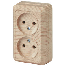 Розетка 2х2P, 16А-250В, IP20, 2-203-11  Intro ОУ, Quadro, сосна