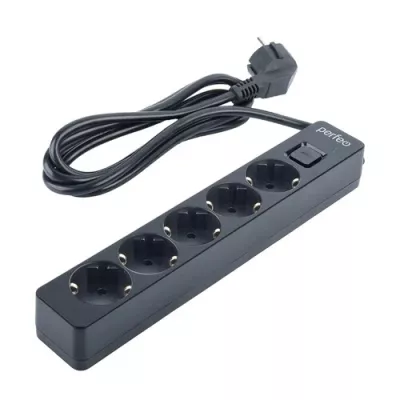 Cетевой фильтр Perfeo "REAL STREAM"5,0м, 5 розеток, 16А, 3500 Вт, тройная защита, черный /30 Cетевой фильтр Perfeo "REAL STREAM"5,0м, 5 розеток, 16А, 3500 Вт, тройная защита, черный /30