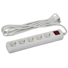 Удлинитель ЭРА Россия U-5es-5m-3x1 с заземл., 5гн, 5м, ПВС, 3х1мм2, 16А 1/20