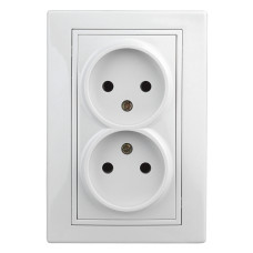 Розетка 2х2P, 1-204-01  Intro 16АХ-250В, СУ, Plano, белый 10/100