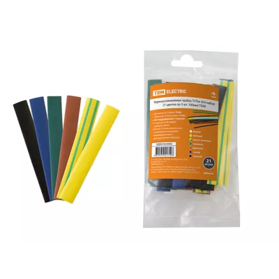 Термоусаживаемая трубка ТУТнг 8/4 набор (7 цветов по 3 шт. 100мм) TDM /мин.пар.5упак