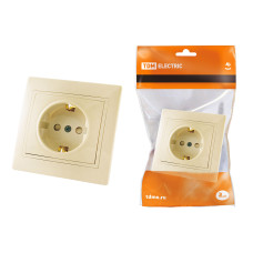 Розетка TDM 2П+З с защ. шт 16А 250В, сл. кость "Таймыр" 10/100 Розетка TDM 2П+З с защ. шт 16А 250В, сл. кость "Таймыр" 10/100