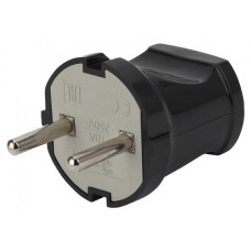 Вилка б/з прямая ЭРА 10A черная Vx1-B 24/480