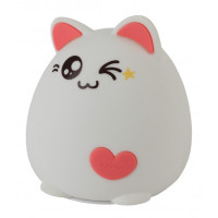 Ночник Эра "Кот" с выключателем NLED-413-1W-P белый с розовым