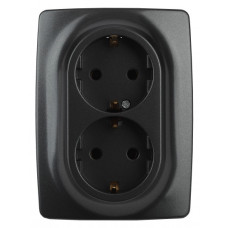 Розетка 2X2P+E Schuko, 16A-250В, IP20, Эра12, 12-2106-05 ЭРА антрацит 10/100 Розетка 2X2P+E Schuko, 16A-250В, IP20, Эра12, 12-2106-05 ЭРА антрацит 10/100