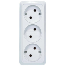 Розетка 3-м ОП Олимп 16А IP20 без заземл. бел. UNIVersal 1160