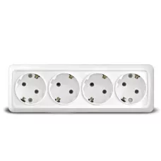 Розетка 4-м ОП Олимп с заземл. бел. UNIVersal Розетка 4-м ОП Олимп с заземл. бел. UNIVersal