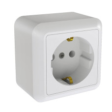 Розетка 1-м ОП Оптима РА16-376 16А IP20 с заземл. с монтаж. пластиной бел. Кунцевово