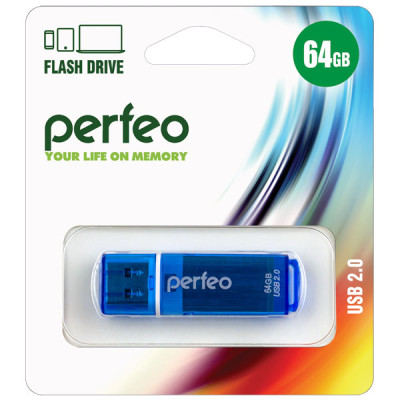 Perfeo USB флэш-диск 64GB C13 Blue 10/100