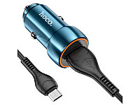 Автомобильное зарядное устройство hoco Z46 QC3.0 18W с кабелем Micro, сапфирово-синий