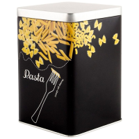 Банка с крышкой металлическая, квадратная, объем 1000 мл, дизайн "Макароны" Mallony