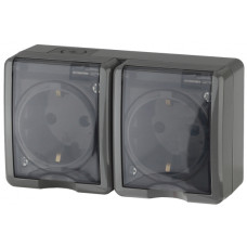 Розетка 2х2P+E IP54, 16A-250В, ОУ, Эра Эксперт, 11-2403-03 ЭРА серый 8/80 Розетка 2х2P+E IP54, 16A-250В, ОУ, Эра Эксперт, 11-2403-03 ЭРА серый 8/80