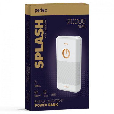 Perfeo Powerbank 20000 mah + Micro usb /Вход Micro usb /Выход USB 1 А, 2.1A черный