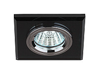 Точечный светильник ЭРА DK8 CH/BK MR16,12V/220V,50W, декор стекло квадрат, хром/черный
