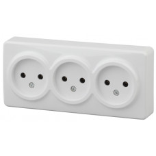 Розетка 3х2P, 16АХ-250В, ОУ, Эра Эксперт, 11-2207-01 ЭРА белый 8/80 Розетка 3х2P, 16АХ-250В, ОУ, Эра Эксперт, 11-2207-01 ЭРА белый 8/80