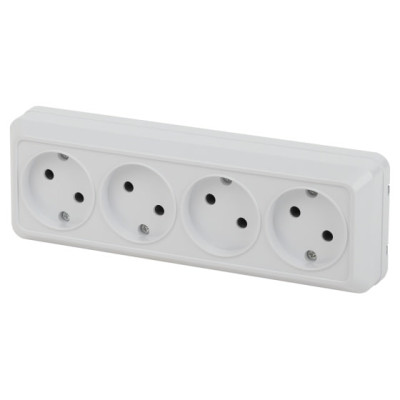 Розетка 4х2P 16А-250В IP20 2-207-01 Intro ОУ, Quadro, белый Розетка 4х2P 16А-250В IP20 2-207-01 Intro ОУ, Quadro, белый