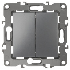 Выключатель двойной, 10АХ-250В, IP20, Эра12, 12-1104-12 ЭРА графит 10/100