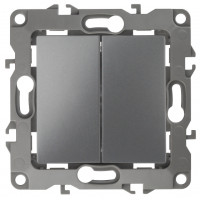 Выключатель двойной, 10АХ-250В, IP20, без м.лапок, Эра12, 12-1004-12 ЭРА графит 10/100 Выключатель двойной, 10АХ-250В, IP20, без м.лапок, Эра12, 12-1004-12 ЭРА графит 10/100