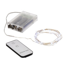 VEGAS Электрогирлянда "Нить" 20хол LED ламп РОСА,серебр пр-д,2 м,на бат-x(не входят в к-т) с пультом