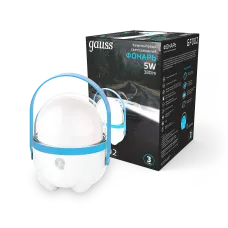 Фонарь Gauss кемпинговый GFL002 5W 380lm Li-ion 3600mAh димм голубой LED 1/20/40