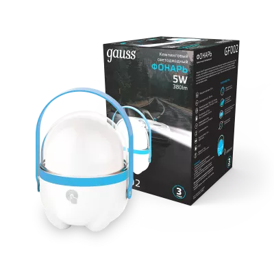Фонарь Gauss кемпинговый GFL002 5W 380lm Li-ion 3600mAh димм голубой LED 1/20/40