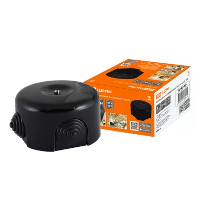 Коробка распаячная фарфоровая D7,8х4,5см черная TDM ЦЕНА▼