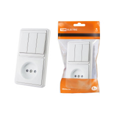 Блок комбинированный БКВР 3-х кл. выкл + розетка TDM Блок комбинированный БКВР 3-х кл. выкл + розетка TDM