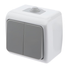 Выключатель двойной Intro Atlantic 5-104-03, 10А-250В, IP54, открытой установки, серый 10/120 Выключатель двойной Intro Atlantic 5-104-03, 10А-250В, IP54, открытой установки, серый 10/120