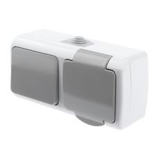 Блок розетка с выкл. одноклав Intro Atlantic 5-701-03  2P+E, 10А-250В, IP54 открытой уст. 5/60